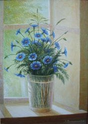Rosko Васильки. 2010 год. Масло,  холст,  размер 35х25.